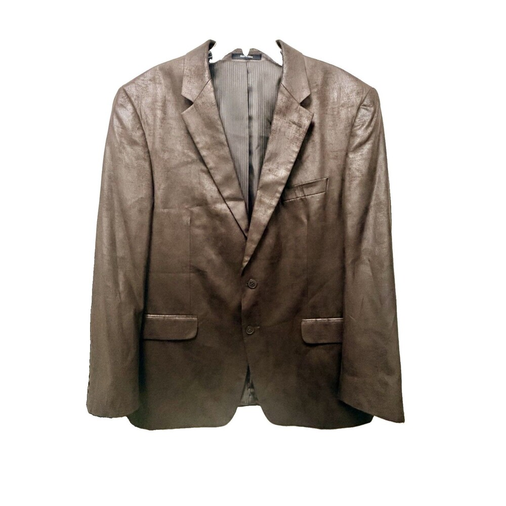 Apt. 9 Men's Brown Faux Leather Blazer Jacket 44R 46R Y2K Grunge Dark Academia